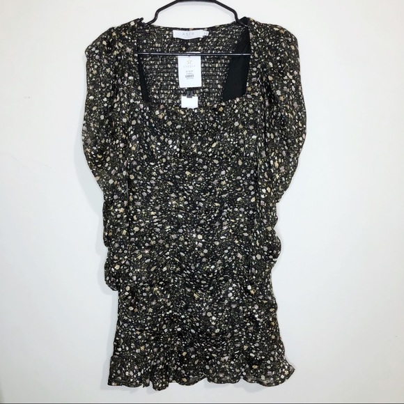 ASTR the Label Victoria Ruched Black Blush Ditsy Mini Dress - Picture 2 of 6